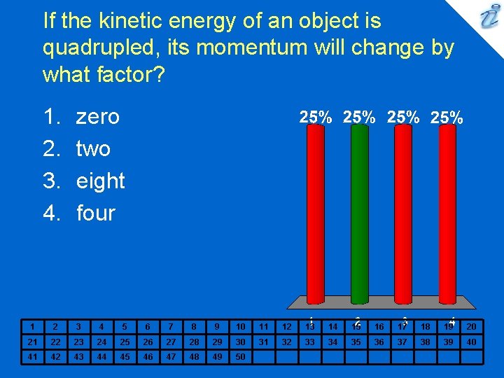 If the kinetic energy of an object is quadrupled, its momentum will change by