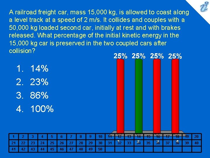 A railroad freight car, mass 15, 000 kg, is allowed to coast along a