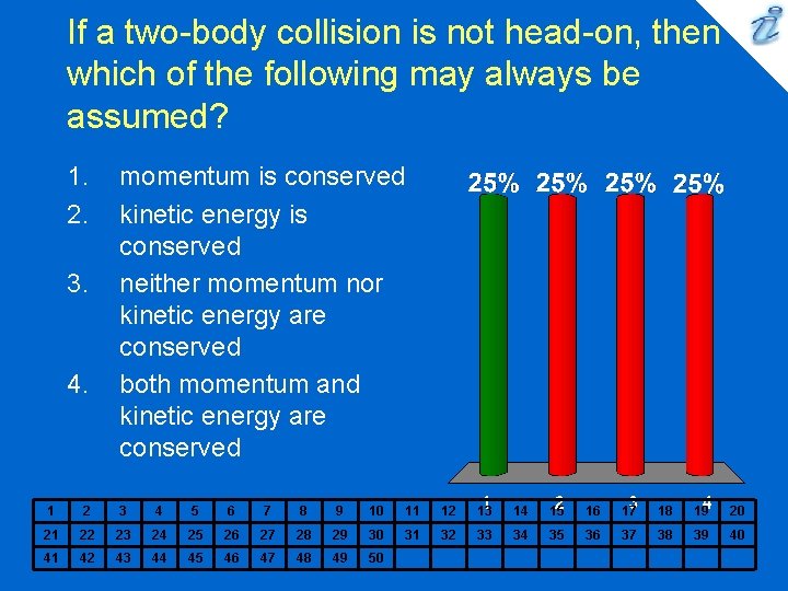 If a two-body collision is not head-on, then which of the following may always