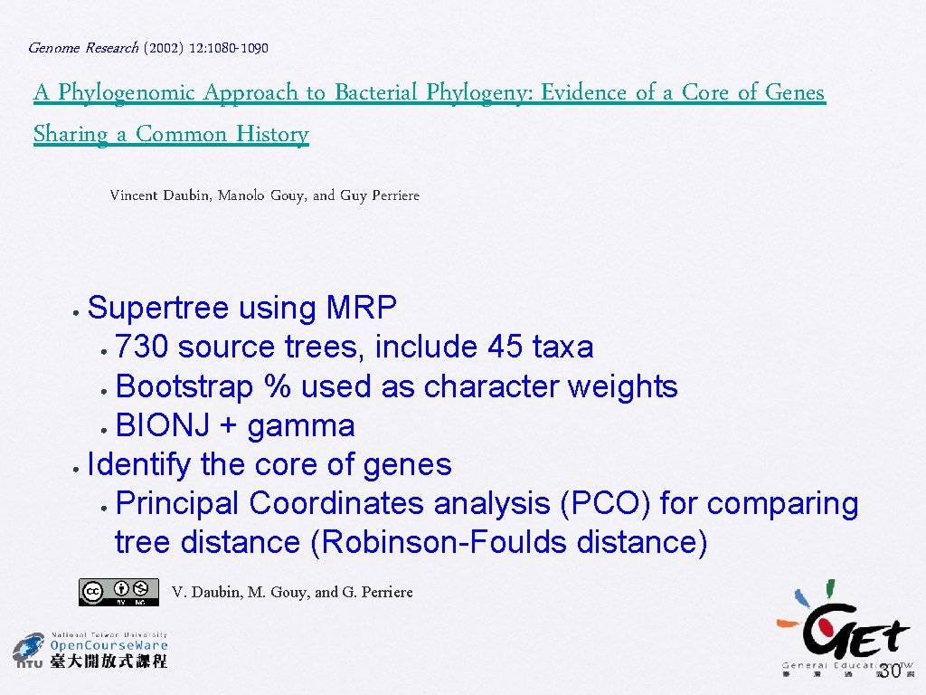 Genome Research (2002) 12: 1080 -1090 A Phylogenomic Approach to Bacterial Phylogeny: Evidence of