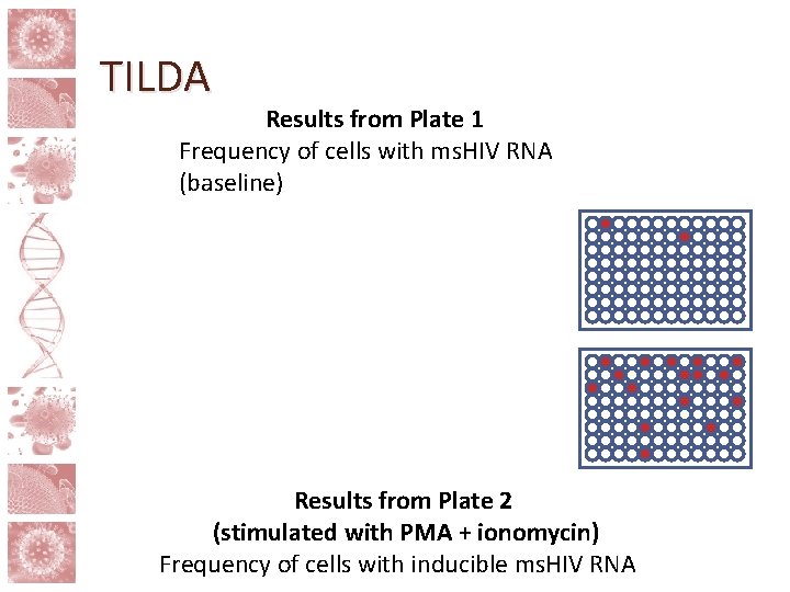 TILDA Results from Plate 1 Frequency of cells with ms. HIV RNA (baseline) Results