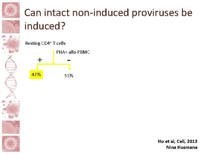 Can intact non-induced proviruses be induced? Resting CD 4+ T cells - + 47%