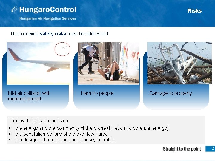 Risks The following safety risks must be addressed Mid-air collision with manned aircraft Harm