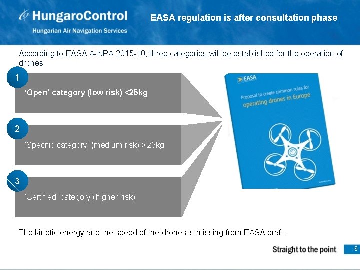 EASA regulation is after consultation phase According to EASA A-NPA 2015 -10, three categories