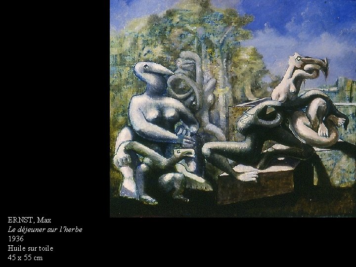 ERNST, Max Le déjeuner sur l’herbe 1936 Huile sur toile 45 x 55 cm