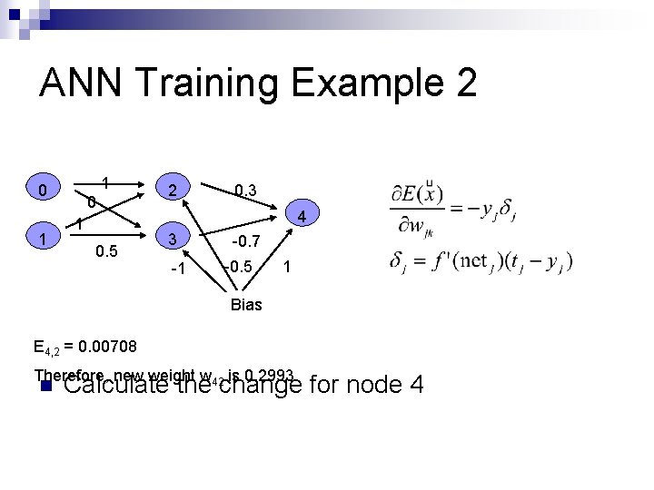 ANN Training Example 2 1 0 1 0. 5 2 0. 3 4 3