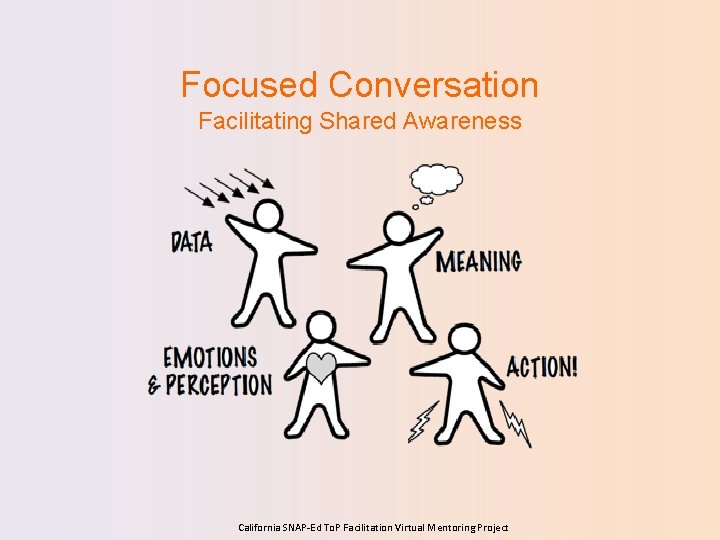 Focused Conversation Facilitating Shared Awareness California SNAP-Ed To. P Facilitation Virtual Mentoring Project 