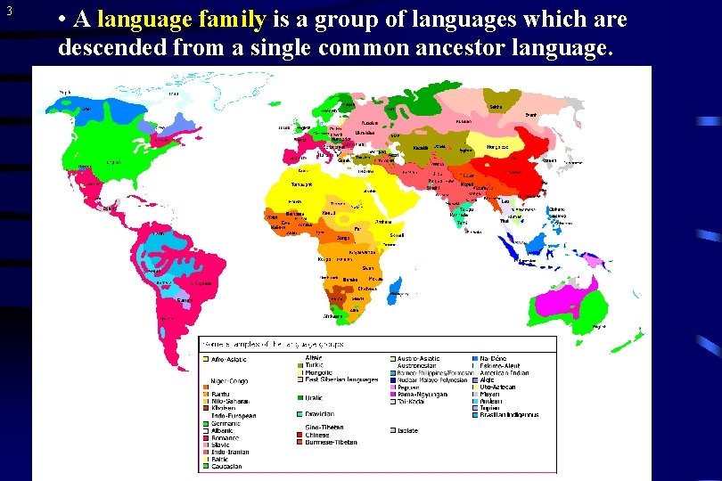 3 • A language family is a group of languages which are descended from