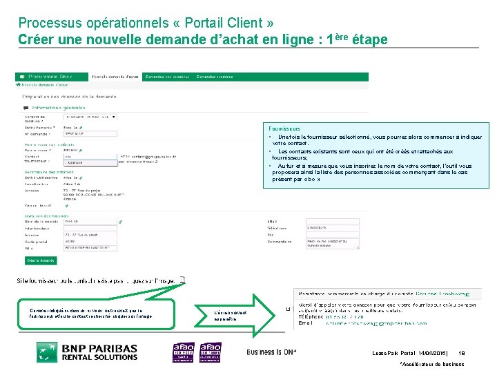 Processus opérationnels « Portail Client » Créer une nouvelle demande d’achat en ligne :