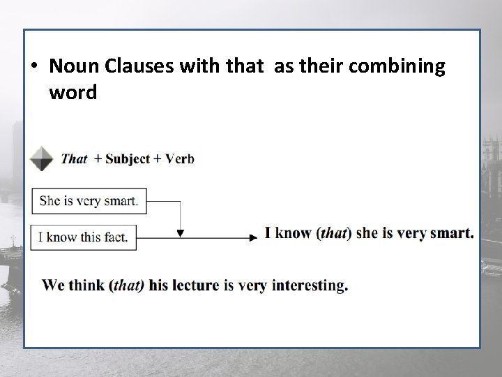  • Noun Clauses with that as their combining word S 