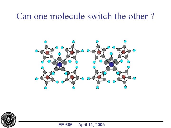 Can one molecule switch the other ? _______________________________ EE 666 April 14, 2005 