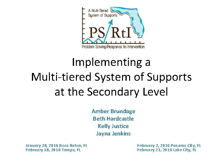 Implementing a Multi-tiered System of Supports at the Secondary Level Amber Brundage Beth Hardcastle