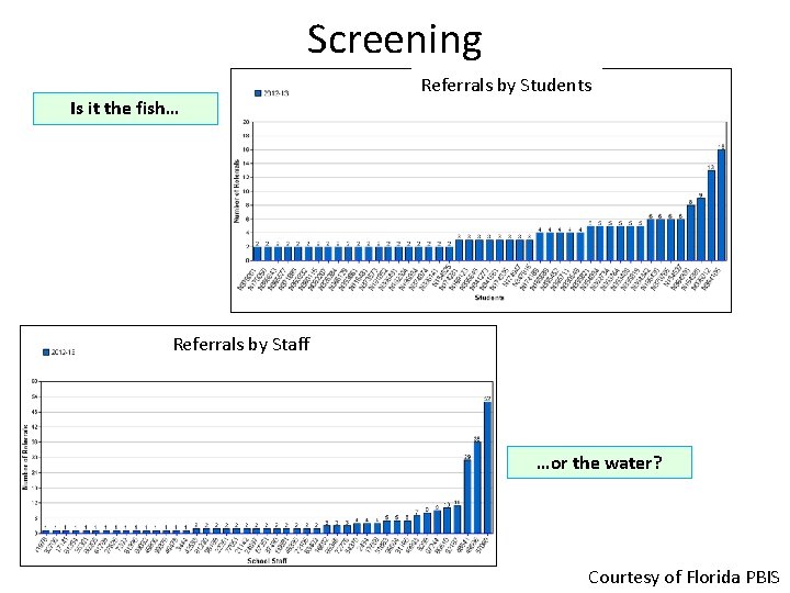 Screening Is it the fish… Referrals by Students Referrals by Staff …or the water?