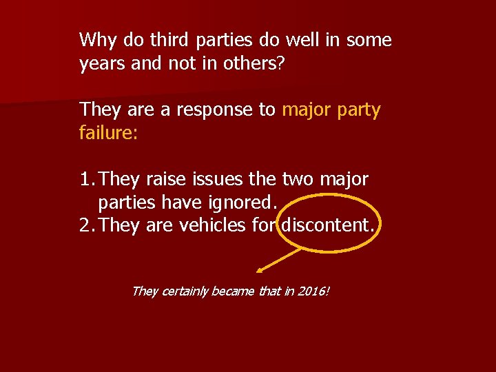 Why do third parties do well in some years and not in others? They
