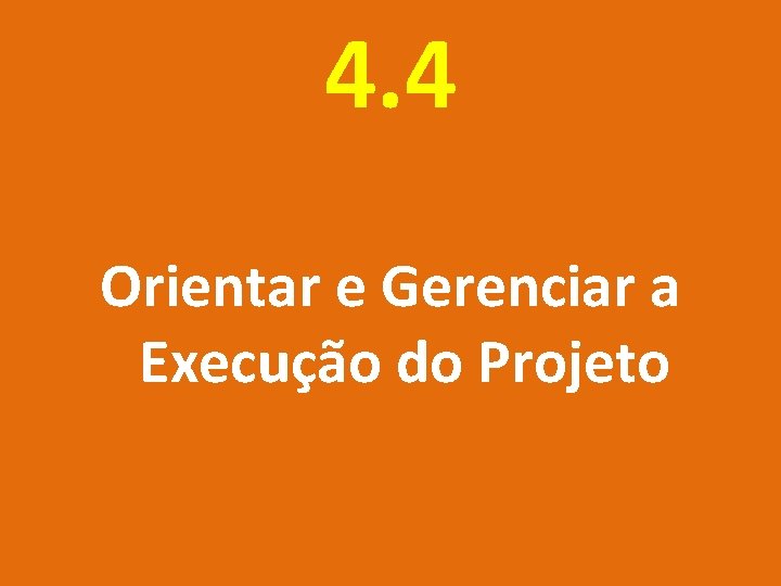 4. 4 Orientar e Gerenciar a Execução do Projeto 