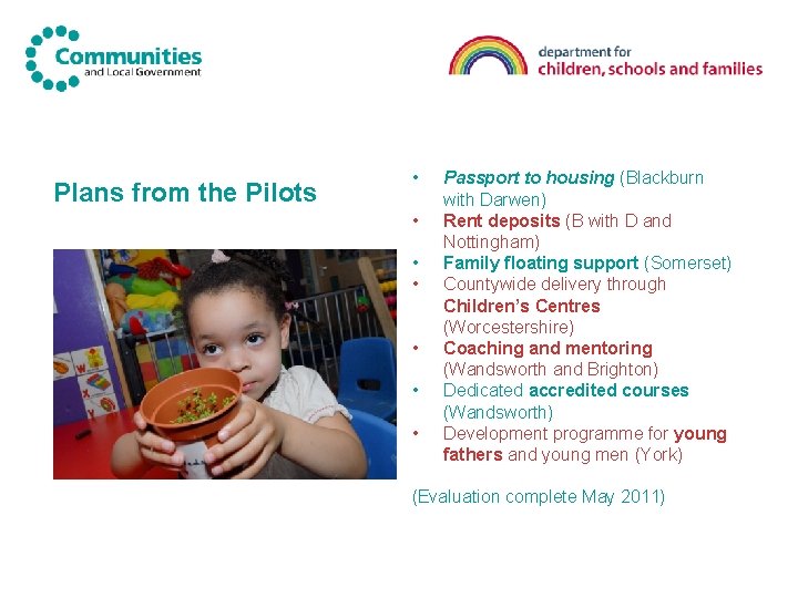 Plans from the Pilots • • Passport to housing (Blackburn with Darwen) Rent deposits Plans from the Pilots • • Passport to housing (Blackburn with Darwen) Rent deposits