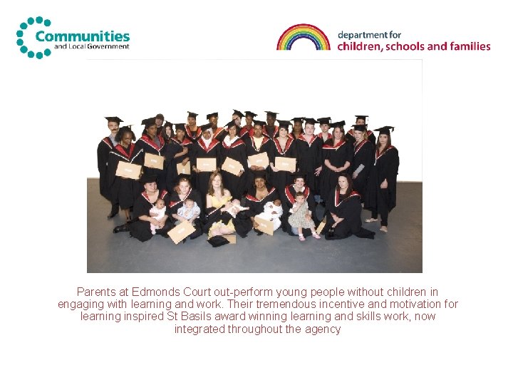 Parents at Edmonds Court out-perform young people without children in engaging with learning and Parents at Edmonds Court out-perform young people without children in engaging with learning and