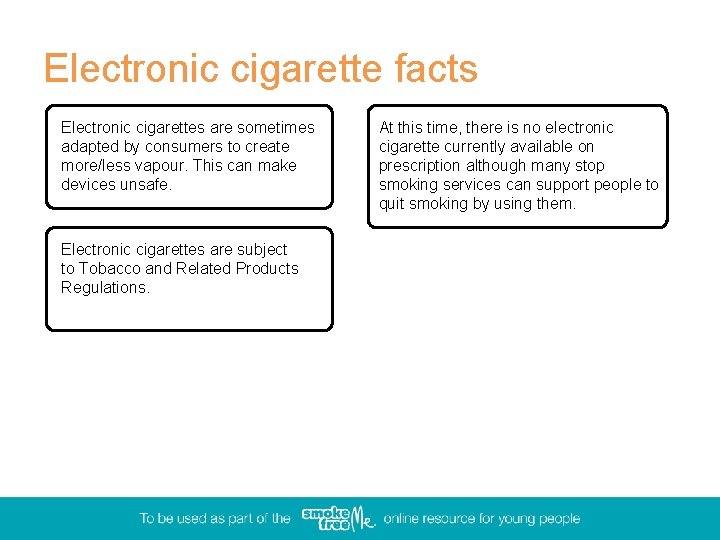 Electronic cigarette facts Electronic cigarettes are sometimes adapted by consumers to create more/less vapour.