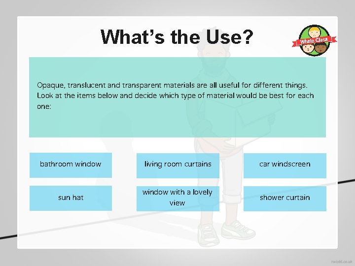 What’s the Use? Opaque, translucent and transparent materials are all useful for different things.