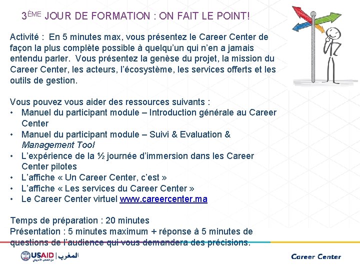 3ÈME JOUR DE FORMATION : ON FAIT LE POINT! Activité : En 5 minutes