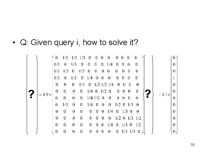  • Q: Given query i, how to solve it? ? ? 16 