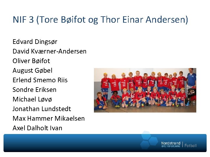 NIF 3 (Tore Bøifot og Thor Einar Andersen) Edvard Dingsør David Kværner-Andersen Oliver Bøifot