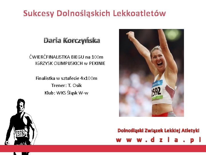 Sukcesy Dolnośląskich Lekkoatletów Daria Korczyńska ĆWIERĆFINALISTKA BIEGU na 100 m IGRZYSK OLIMPIJSKICH w PEKINIE