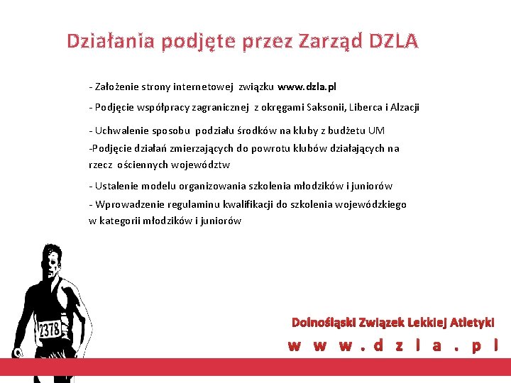 Działania podjęte przez Zarząd DZLA - Założenie strony internetowej związku www. dzla. pl -