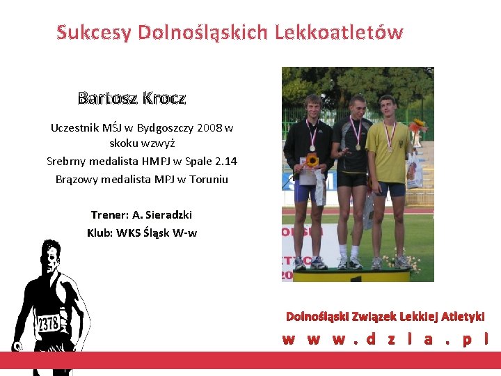 Sukcesy Dolnośląskich Lekkoatletów Bartosz Krocz Uczestnik MŚJ w Bydgoszczy 2008 w skoku wzwyż Srebrny