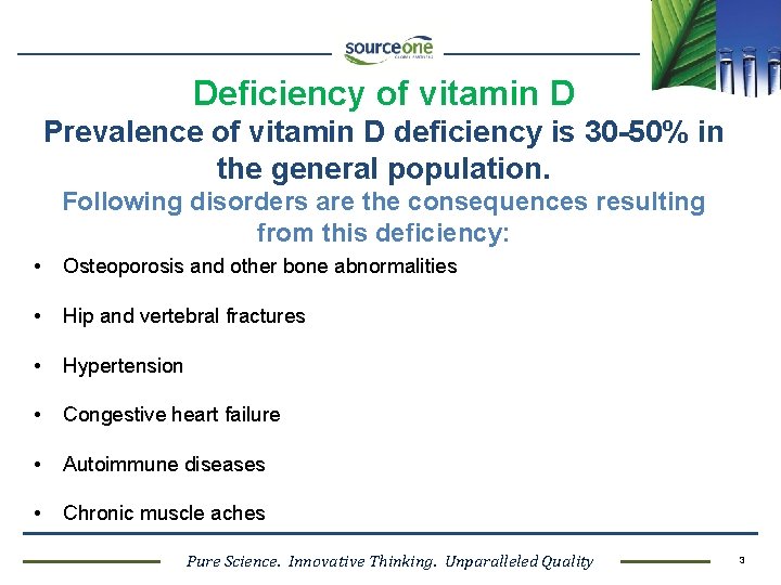 Deficiency of vitamin D Prevalence of vitamin D deficiency is 30 -50% in the