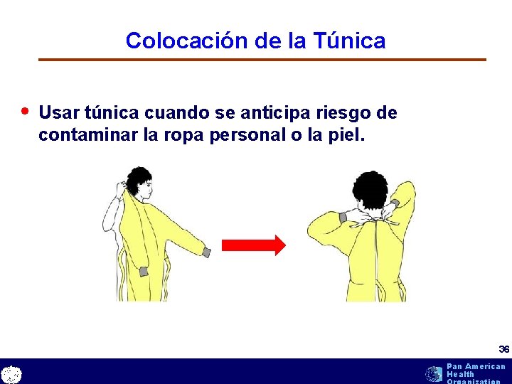 Colocación de la Túnica • Usar túnica cuando se anticipa riesgo de contaminar la Colocación de la Túnica • Usar túnica cuando se anticipa riesgo de contaminar la