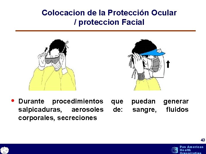 Colocacion de la Protección Ocular / proteccion Facial • Durante procedimientos que puedan generar Colocacion de la Protección Ocular / proteccion Facial • Durante procedimientos que puedan generar