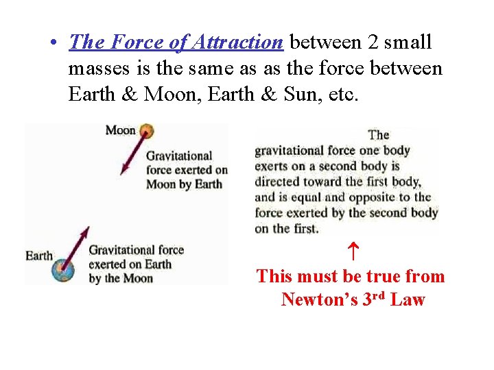• The Force of Attraction between 2 small masses is the same as • The Force of Attraction between 2 small masses is the same as