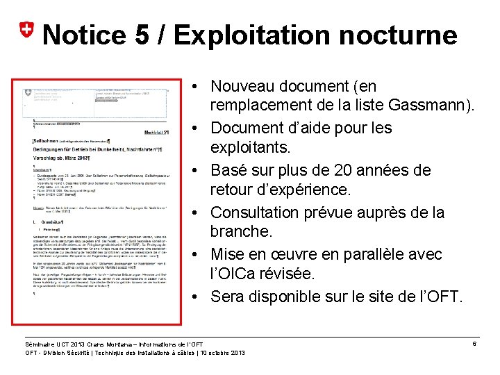 Notice 5 / Exploitation nocturne • Nouveau document (en remplacement de la liste Gassmann).