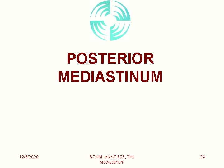 POSTERIOR MEDIASTINUM 12/6/2020 SCNM, ANAT 603, The Mediastinum 24 