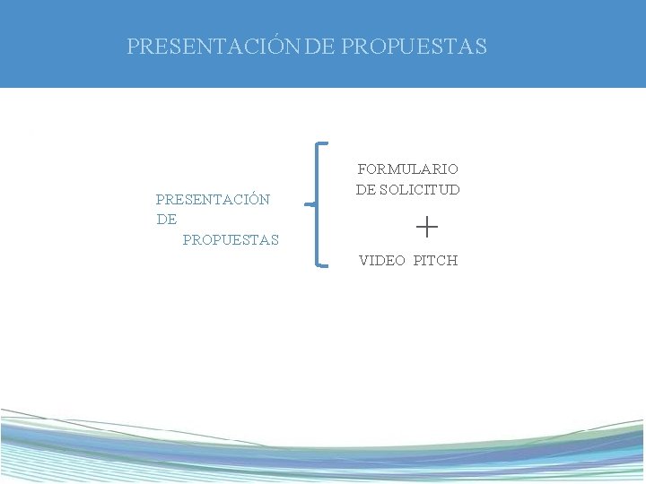 PRESENTACIÓN DE PROPUESTAS FORMULARIO DE SOLICITUD + VIDEO PITCH 