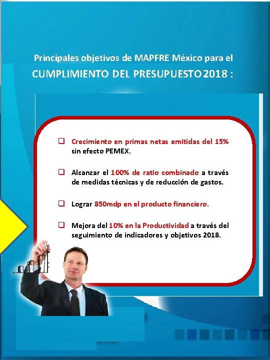  Principales objetivos de MAPFRE México para el CUMPLIMIENTO DEL PRESUPUESTO 2018 : q