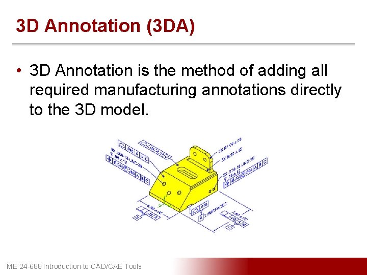 3 D Annotation (3 DA) • 3 D Annotation is the method of adding