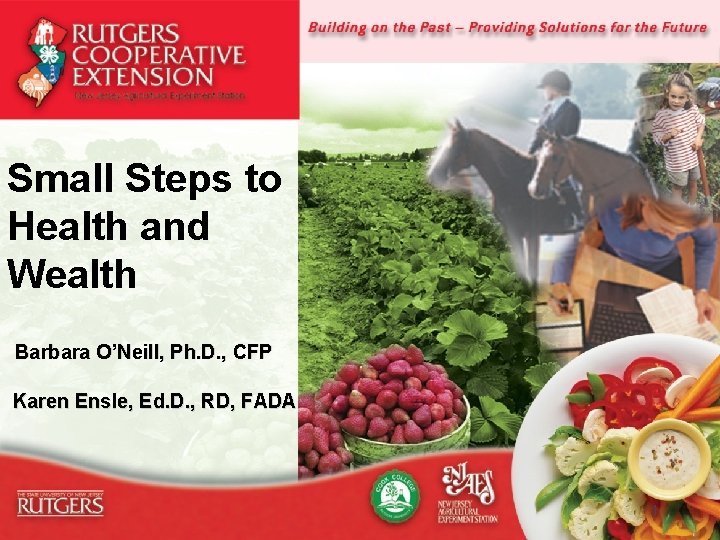 Small Steps to Health and Wealth Barbara O’Neill, Ph. D. , CFP Karen Ensle,