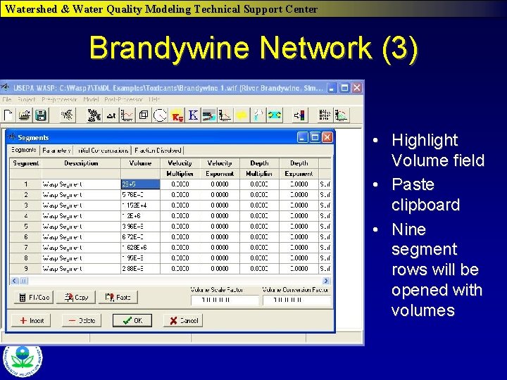 Watershed & Water Quality Modeling Technical Support Center Brandywine Network (3) • Highlight Volume