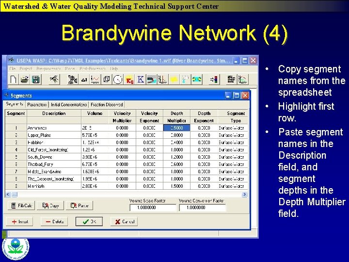 Watershed & Water Quality Modeling Technical Support Center Brandywine Network (4) • Copy segment