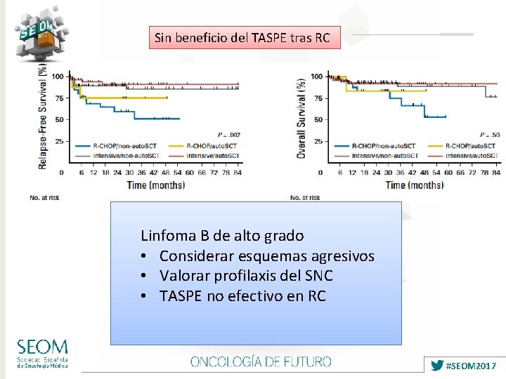 Sin beneficio del TASPE tras RC Linfoma B de alto grado • Considerar esquemas