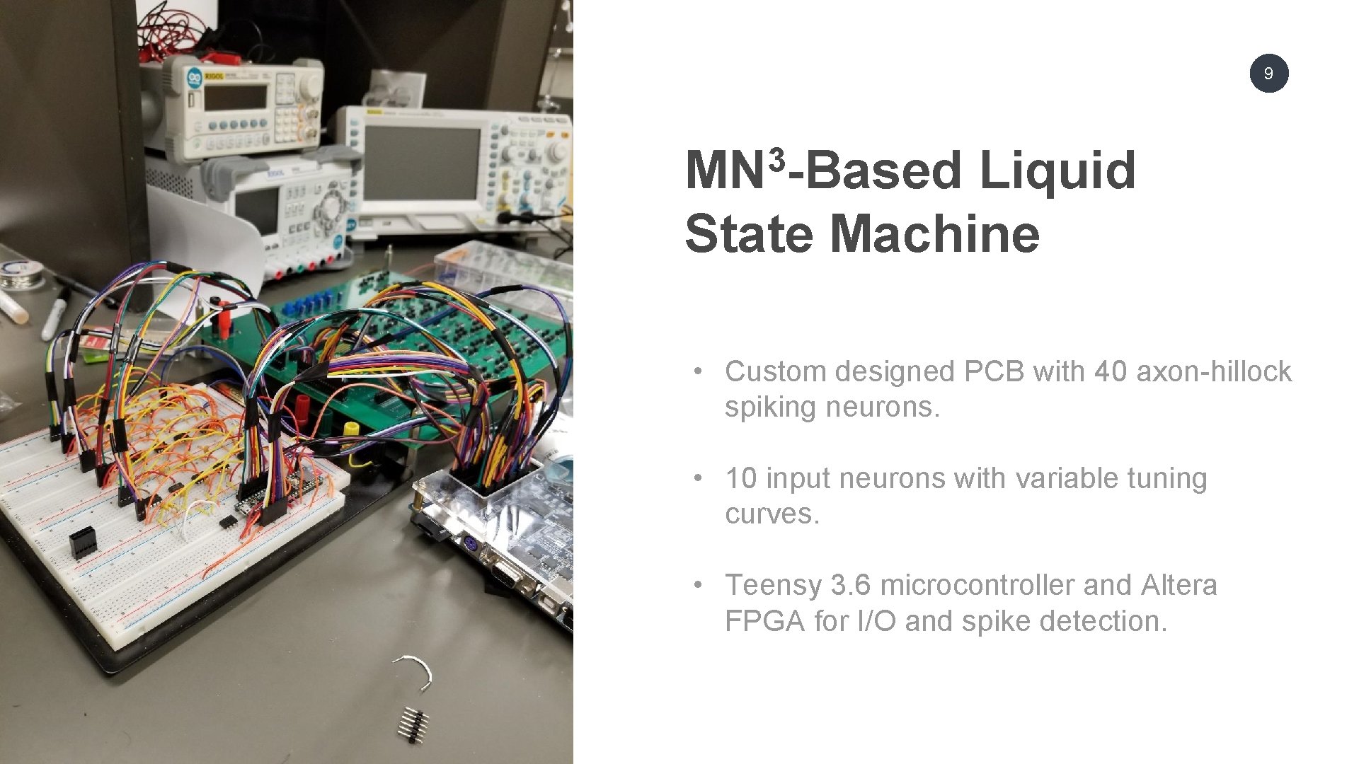 9 3 MN -Based Liquid State Machine OUR AGENDA • Custom designed PCB with