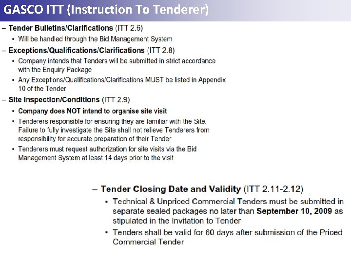 GASCO ITT (Instruction To Tenderer) 