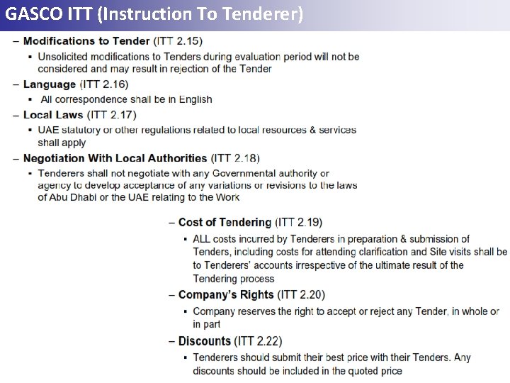 GASCO ITT (Instruction To Tenderer) 