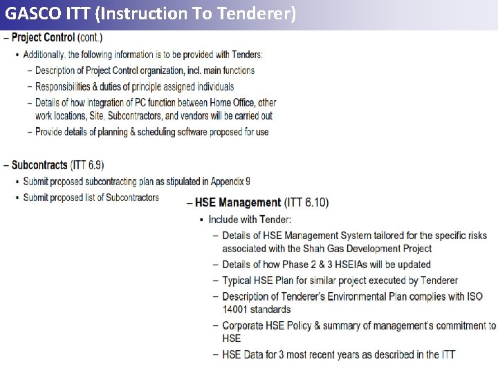 GASCO ITT (Instruction To Tenderer) 