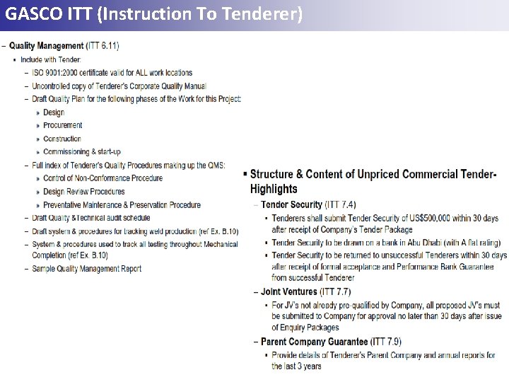 GASCO ITT (Instruction To Tenderer) 