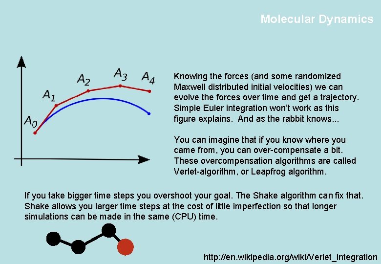 Molecular Dynamics Knowing the forces (and some randomized Maxwell distributed initial velocities) we can