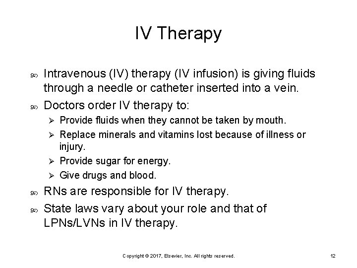 IV Therapy Intravenous (IV) therapy (IV infusion) is giving fluids through a needle or