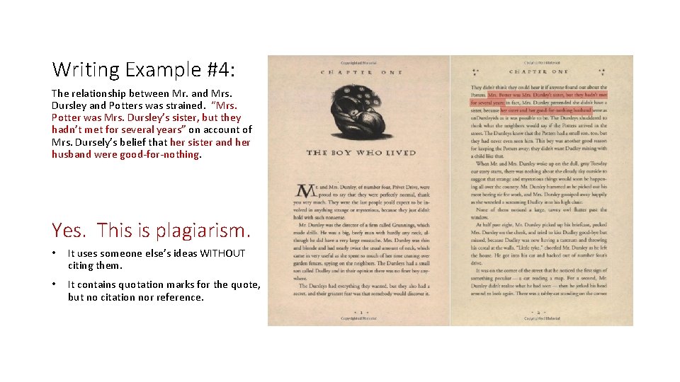 Writing Example #4: The relationship between Mr. and Mrs. Dursley and Potters was strained.